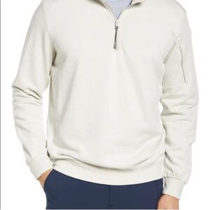 Brax Men’s XXL Cream Gray Sion Organic Cotton Long Sleeve quarter zip Sweater B3